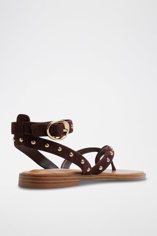 Sandales en cuir de mouton nubuck Daressi - Marron foncé