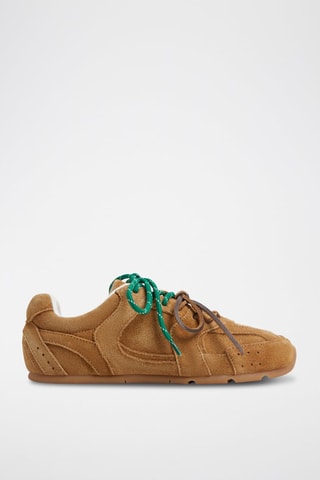 Baskets en cuir de veau nubuck Adrelia - Beige