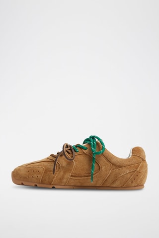 Baskets en cuir de veau nubuck Adrelia - Beige