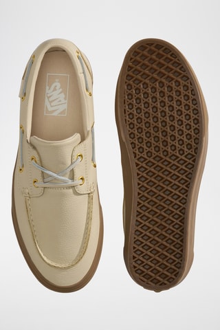 Chaussures bateau en cuir - Beige - Vans