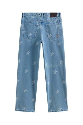 Jean baggy Check-5 - Bleu cobalt
