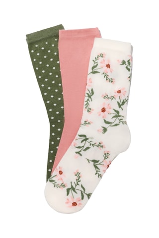3 paires de chaussettes - Blanc, rose et vert
