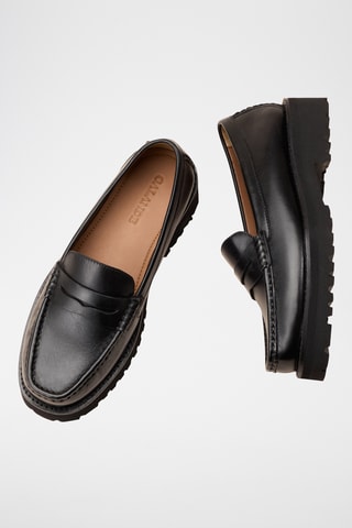 Mocassins plateformes en cuir Galatée - Noir