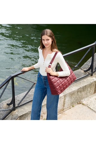 Sac porté épaule en cuir de mouton Zazie - Bordeaux