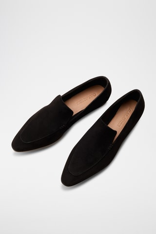 Mocassins à talons en cuir suédé - Noir