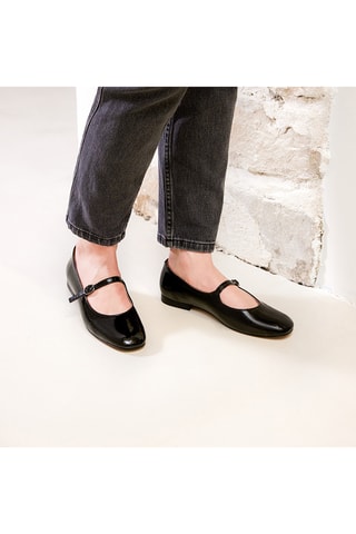 Ballerines en cuir verni Olivia - Noir