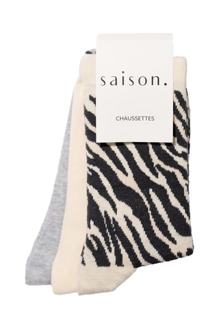 3 paires de chaussettes - Noir, beige et gris