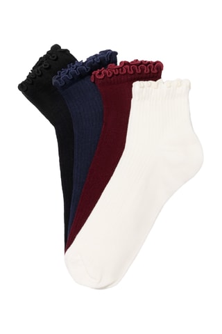 4 paires de chaussettes - Blanc, noir et rouge