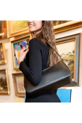 Sac porté épaule en cuir Axelle - Noir