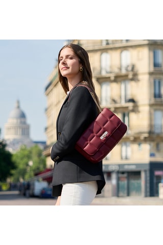 Sac bandoulière en cuir de mouton Frida - Bordeaux