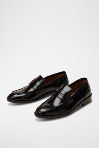 Mocassins à talons vernis en cuir Gita - Noir