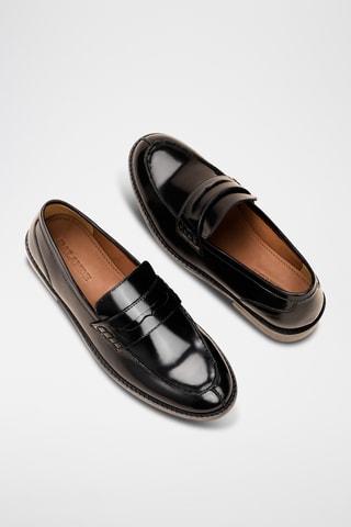 Mocassins à talons vernis en cuir Gita - Noir