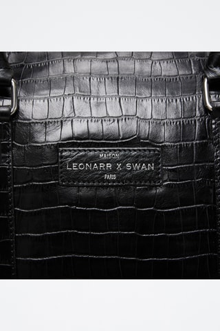 Sac de voyage en cuir - 46 cm - Noir