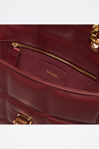 Sac porté épaule en cuir de mouton Léonie - Bordeaux