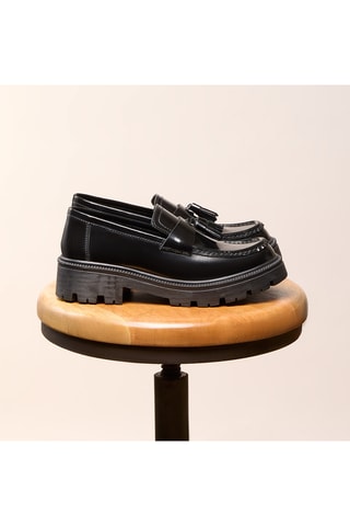 Mocassins plateformes en cuir Cléo - Noir