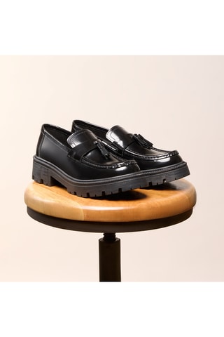 Mocassins plateformes en cuir Cléo - Noir