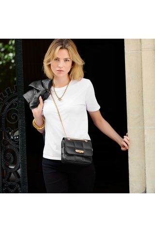 Sac porté épaule en cuir de mouton Léonie - Noir
