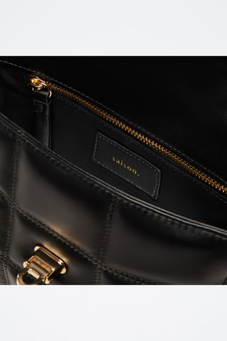 Sac porté épaule en cuir de mouton Léonie - Noir