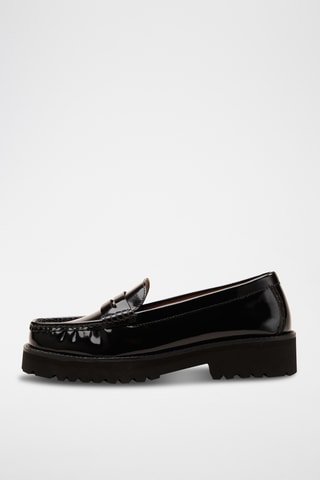 Mocassins plateformes en cuir verni Galatée - Noir