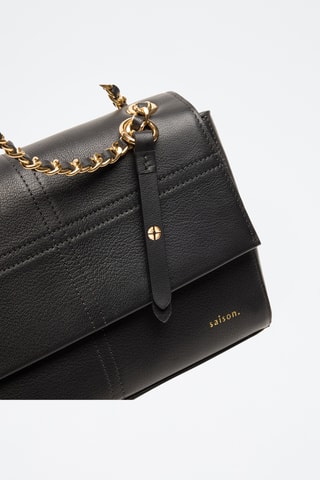 Sac porté épaule en cuir de chèvre Paloma - Noir
