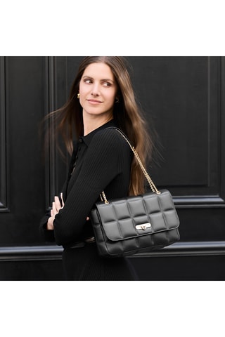 Sac porté épaule en cuir de mouton Frida - Noir