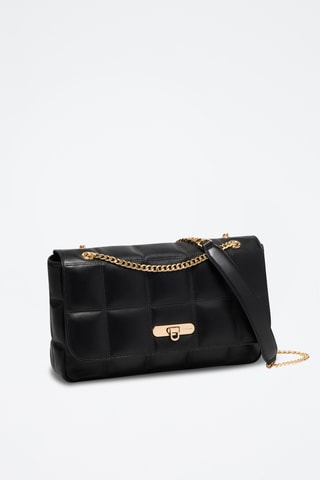 Sac porté épaule en cuir de mouton Frida - Noir