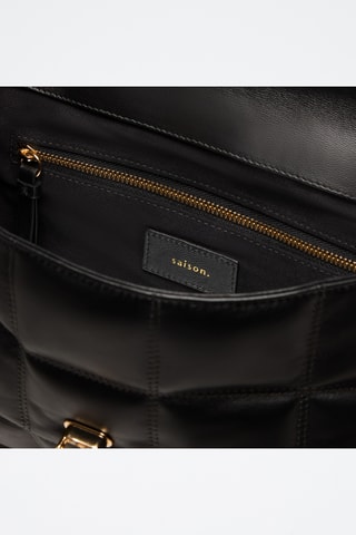 Sac porté épaule en cuir de mouton Frida - Noir