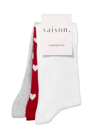 3 paires de chaussettes - Blanc et rouge