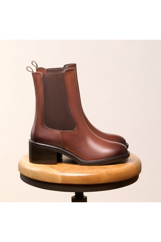 Bottines Chelsea en cuir Coline - Marron