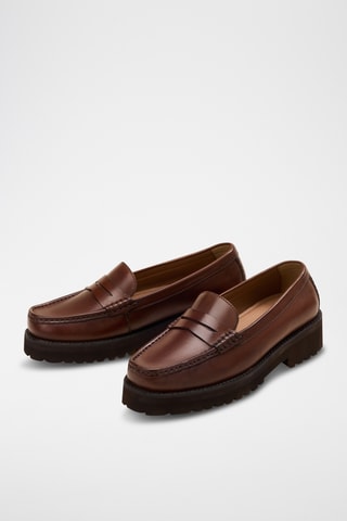 Mocassins plateformes en cuir Galatée - Marron