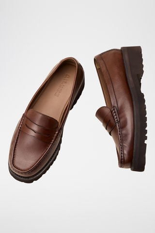 Mocassins plateformes en cuir Galatée - Marron