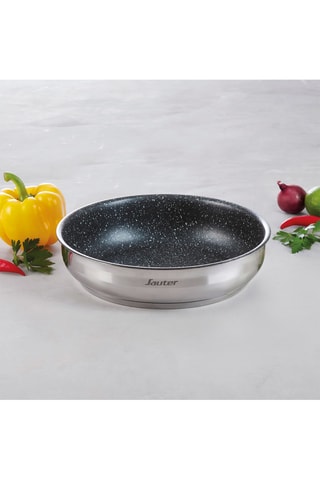 Poêle en acier inoxydable revêtement céramique avec manche amovible - 24 cm