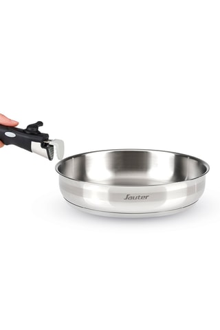 3 poêles en acier inoxydable et manche amovible - 20, 24 et 26 cm