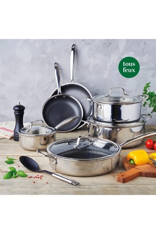 Batterie de cuisine en acier inoxydable revêtement céramique - 9 pièces