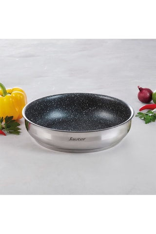 Poêle en acier inoxydable revêtement céramique avec manche amovible - 28 cm