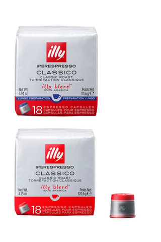 12 x 18 capsules de café Classico Illy et Lungo