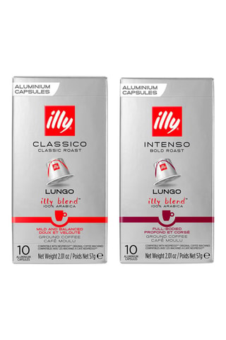 	Café Classico Lungo Illy - 10 x 10 capsules et Café Intenso Lungo Illy - 10 x 10 capsules