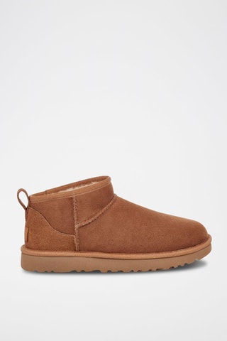 Bottines fourrées en nubuck Classic Ultra Mini - Marron