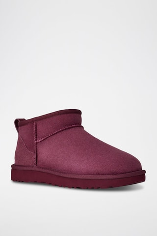 Bottines fourrées en nubuck Classic Ultra Mini - Rouge