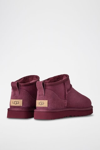 Bottines fourrées en nubuck Classic Ultra Mini - Rouge