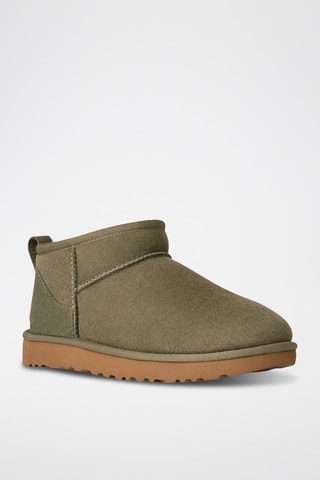 Bottines fourrées en nubuck Classic Ultra Mini - Vert