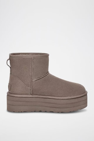 Bottines fourrées de marche en nubuck Classic Mini - Gris