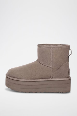 Bottines fourrées de marche en nubuck Classic Mini - Gris