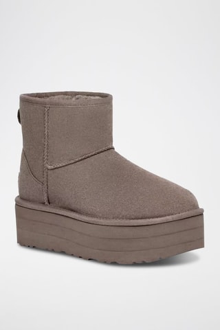 Bottines fourrées de marche en nubuck Classic Mini - Gris