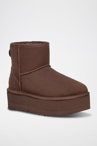 Bottines fourrées de marche en nubuck Classic Mini - Marron