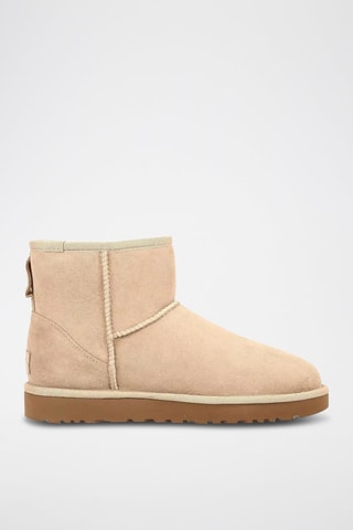 Bottines fourrées en nubuck Classic Mini Ii - Beige