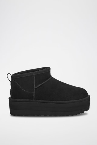 Bottines plateformes fourrées en cuir Classic Ultra Mini UGG - Noir
