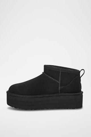 Bottines plateformes fourrées en cuir Classic Ultra Mini UGG - Noir