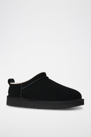 Low boots fourrés en nubuck Classic Micro - Noir