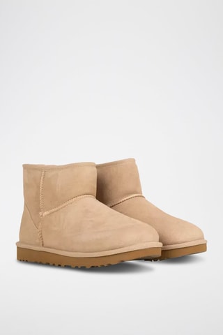 Bottines fourrées en nubuck Classic Mini Ii - Beige
